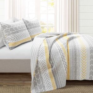 Open Box - Lush Decor - Lush Décor 3pc Full/Queen Hygge Geo Rev Yellow/Gray